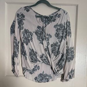 Lush Gray Floral Women's Blouse